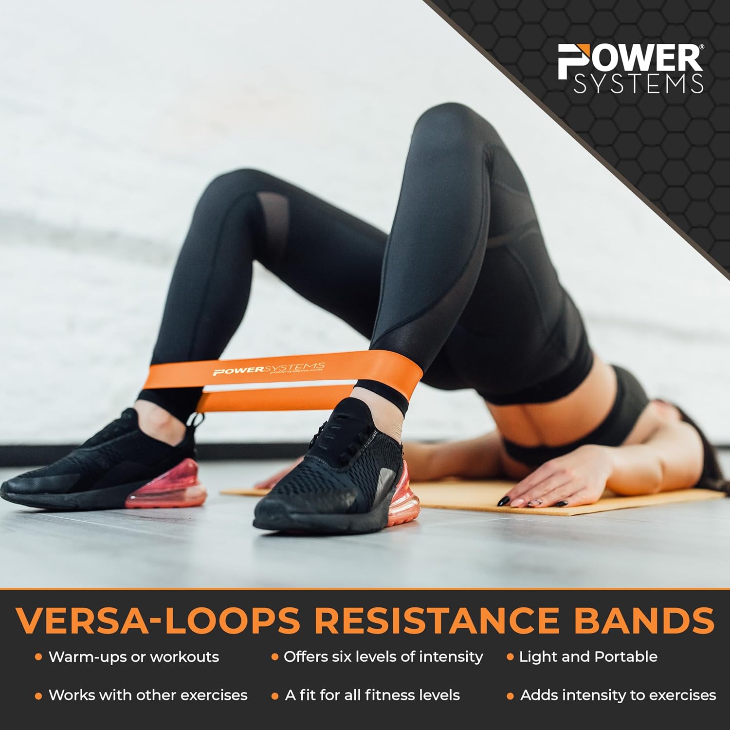 Power Systems Versa Loops Commercial Grade Resistance Bands 10 Pack Color Coded Exercise Loop Bands for Strength Training Physical Therapy Home Gym Ultra Heavy